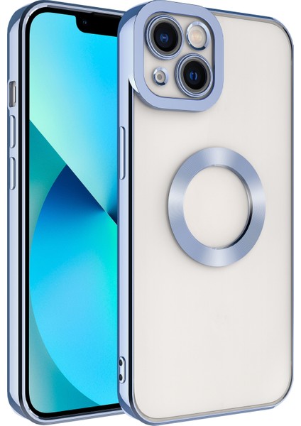 Apple iPhone 14 Kılıf Renkli Kenarlı Parlak Logosu Açık Omega Silikon