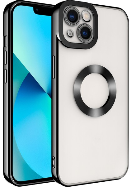 Apple iPhone 13 Kılıf Renkli Kenarlı Parlak Logosu Açık Omega Silikon