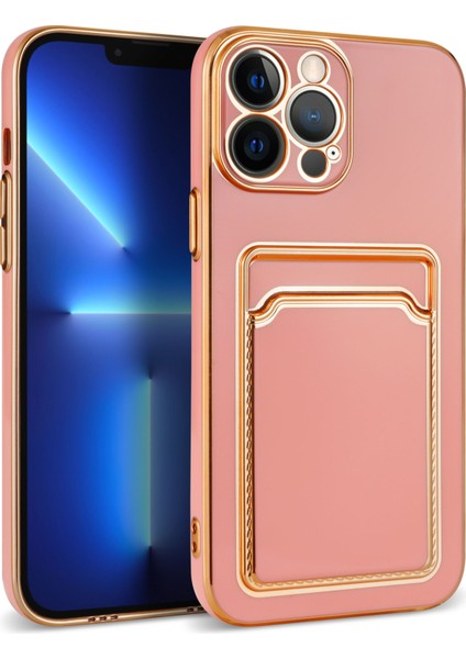 Apple iPhone 13 Pro Max Kılıf Kart Koymalı Parlak Bark Silikon