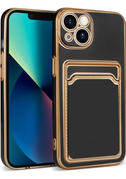 Apple iPhone 13 Kılıf Kart Koymalı Parlak Bark Silikon