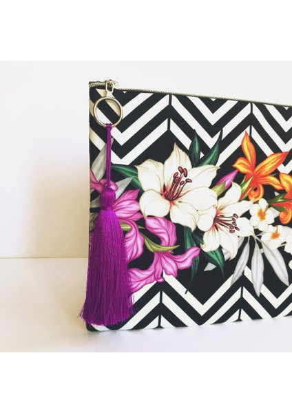 Clutch Çanta Zambak Desen