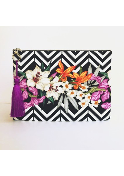 Clutch Çanta Zambak Desen