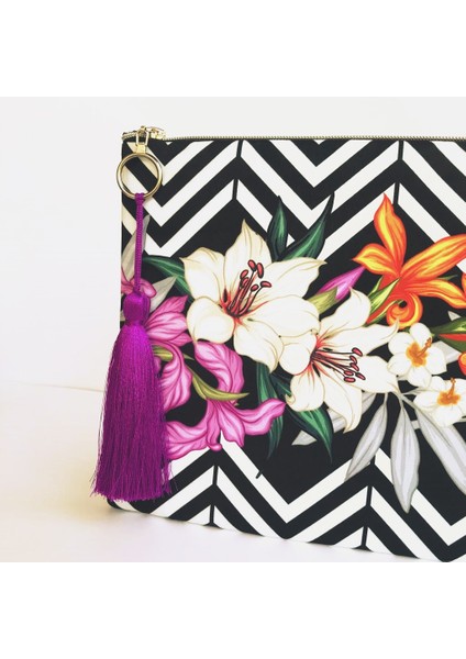 Clutch Çanta Zambak Desen