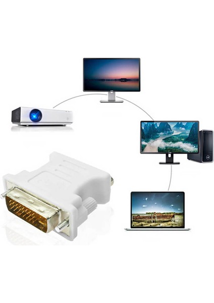 DVI 24+5 Erkek To VGA Dişi Çevirici Dönüştürücü - DVI VGA Adaptör