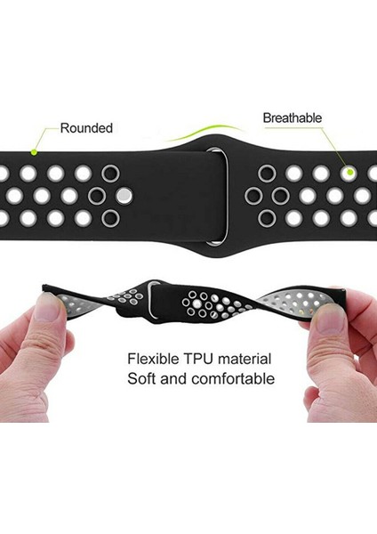 Apple Watch Ultra 49 mm Için Delikli Renkli Spor Silikon Kordon-Kayış Gri-Yeşil fiyatları