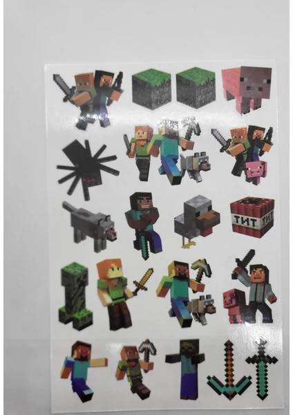 Minecraft Alex, Blaze, Ender Dragon, Enderman, Steve Geçici Dövme