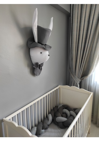 Rose Baby Decor Şapkalı Tavşan Büstü Duvar Dekoru