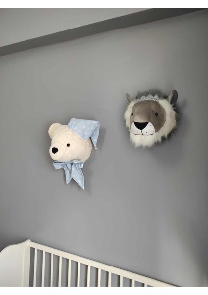 Rose Baby Decor Ayı-Aslan Büstü Duvar Dekoru Ikili