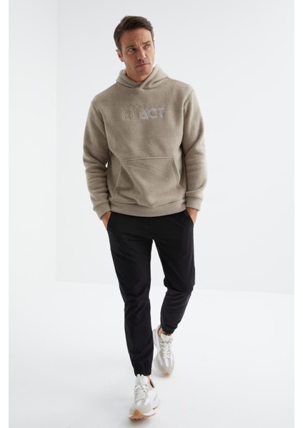 Tommy Life Koyu Bej Yazı Nakışlı Kanguru Cepli Kapüşonlu Rahat Form Erkek Polar Sweatshirt - 88164 fiyatları