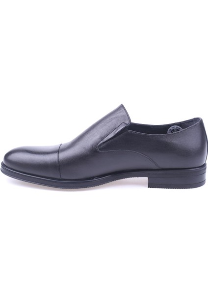 2906 Erkek Siyah Hakiki Deri Bağcıksız Klasik Ayakkabı modelleri