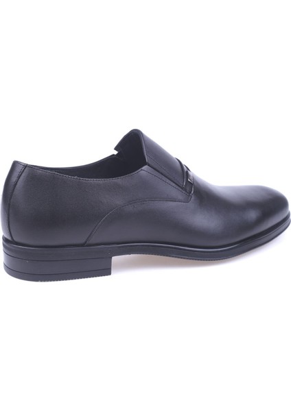 2907 Erkek Siyah Hakiki Deri Bağcıksız Klasik Ayakkabı fırsatları