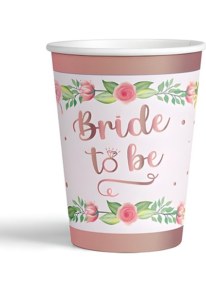 Çıtı Pıtı Store 8'li Karton Bardak Yaldızlı Rose Bride To Be