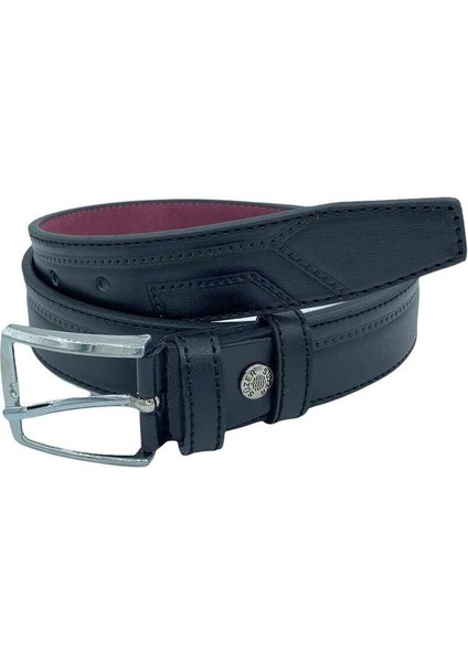 Siyah Çocuk Boy Suni Deri Desenli Model 3 Cm.lik Garson Klasik Kemer - G195-22K