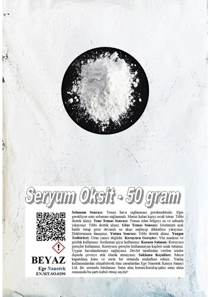 Cam Parlatma Tozu Beyaz Seryum Oksit - 50 Gram