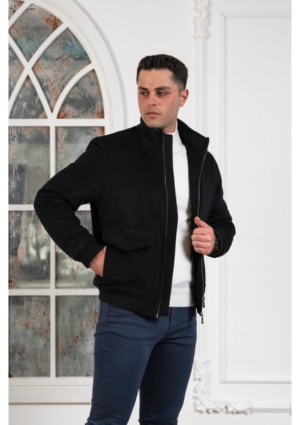 Regular Fit Yünlü Dik Yaka Astarlı Içi Elyaflı Kaşe Mont fiyatları