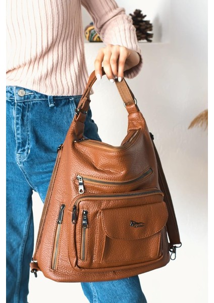 Impolo Delilah Çok Amaçlı Taba Kadın Sırt ve Omuz Çanta 36X43 Ebat