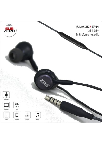 Kulaklık Mikrofonlu Extra Bass S8-S8+ Akg Subzero EP34