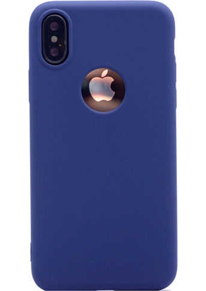 Apple iPhone Xs Kılıf Premier Esnek Lüx Silikon+Nano Glass Lacivert