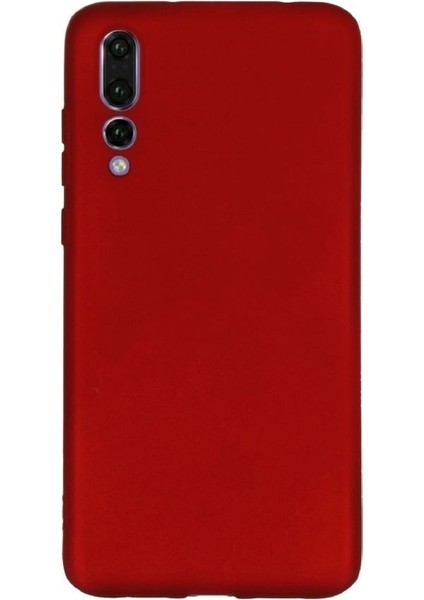 Huawei P20 Pro Kılıf Premier Silikon Arka Kapak+Nano Glass Kırmızı