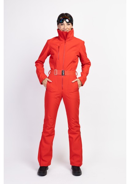 Sd Kırmızı Fermuarlı Kayak Tulumu Kırmızı