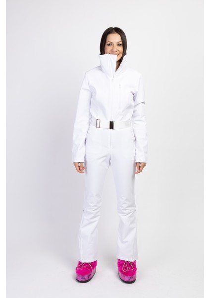 Sd Beyaz Fermuarlı Kayak Tulumu Beyaz