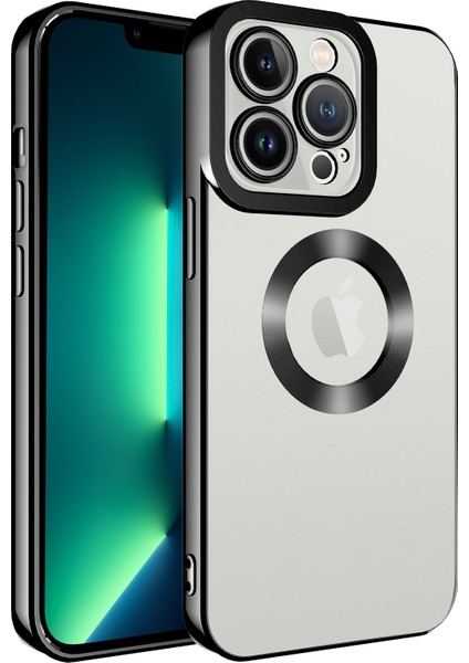 Apple Iphone 14 Pro Kılıf Renkli Kenarlı Parlak Logosu Açık Omega Silikon