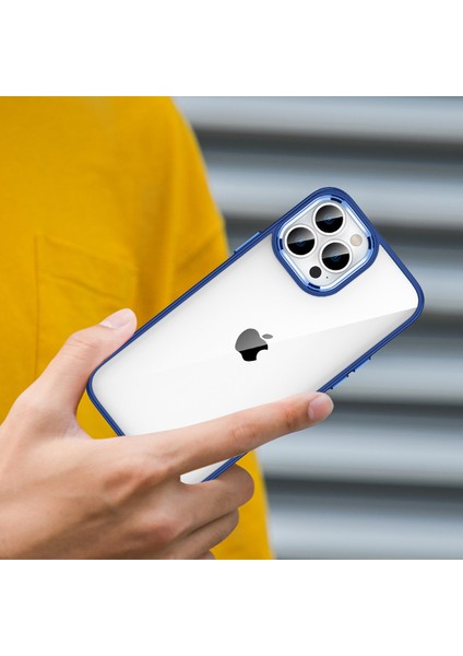 Apple Iphone 14 Pro Max Kılıf Silikon Kenarlı Arkası Şeffaf Sert Flora Kapak