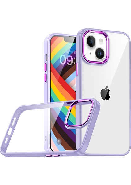 Apple Iphone 14 Kılıf Silikon Kenarlı Arkası Şeffaf Sert Flora Kapak