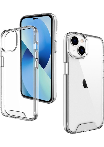 Apple Iphone 14 Plus Kılıf Ultra Korumalı Metal Tuşlu Şeffaf Gard Kapak