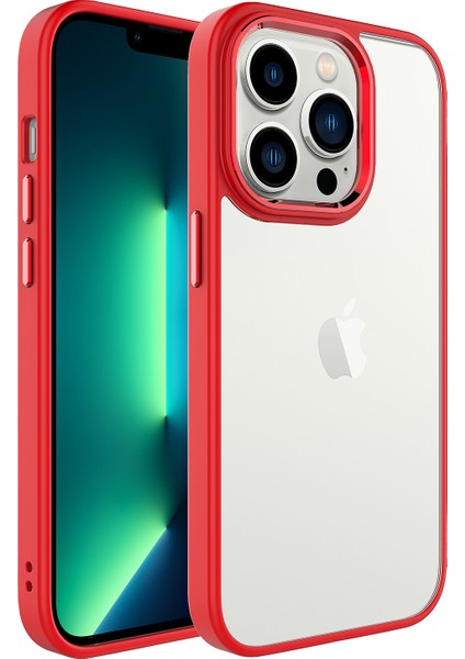 Apple Iphone 14 Pro Max Kılıf Silikon Kenarlı Renkli Sert Krom Kapak