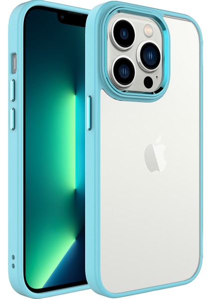 Apple Iphone 14 Pro Max Kılıf Silikon Kenarlı Renkli Sert Krom Kapak