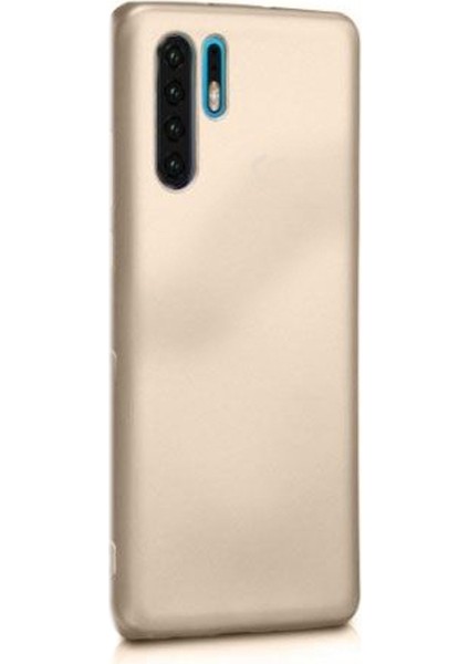Huawei P30 Pro Kılıf Premier Silikon Esnek Koruma+Full Kapatan Cam Gold