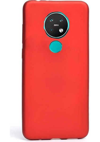 Nokia 7.2 Kılıf Premier Silikon Esnek Koruma+Nano Glass Kırmızı