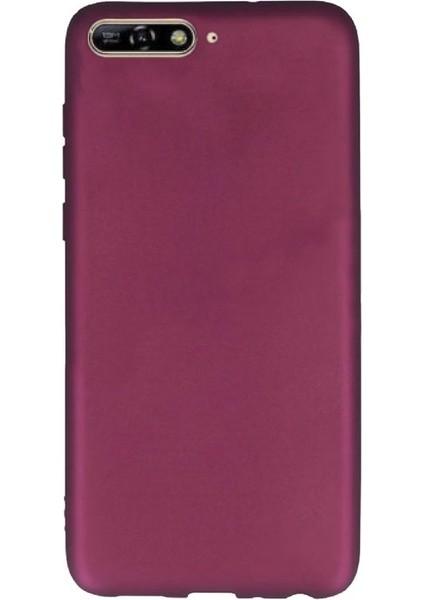 Huawei Y6 2018 Kılıf Premier Silikon Arka Koruma+Nano Glass Mürdüm