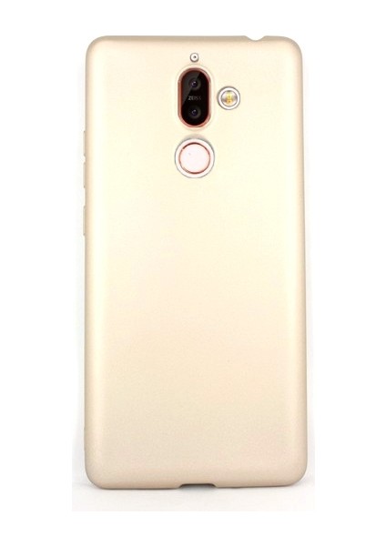 Nokia 7 Plus Kılıf Kılıf Premier Silikon Koruma+Nano Glass Gold