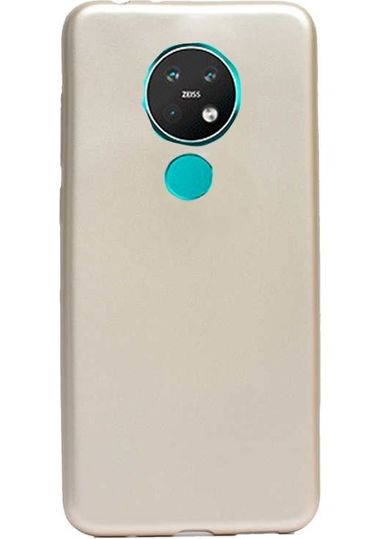Nokia 7.2 Kılıf Premier Silikon Esnek Koruma+Nano Glass Gold