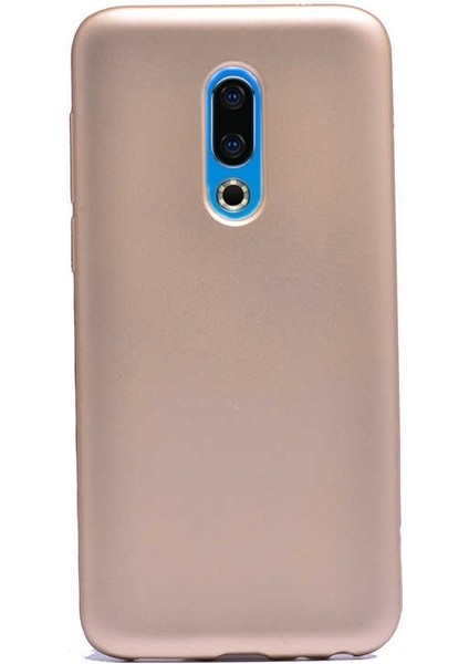 Meizu M16 Kılıf Premier Silikon Esnek Koruma+Nano Glass Gold