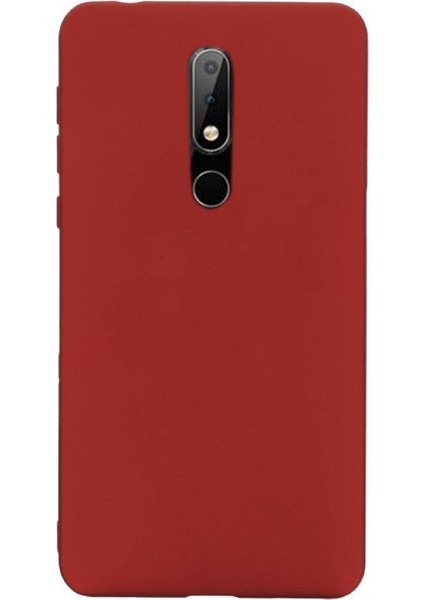 Nokia 7.1 Kılıf Kılıf Premier Silikon Koruma+Nano Glass Kırmızı
