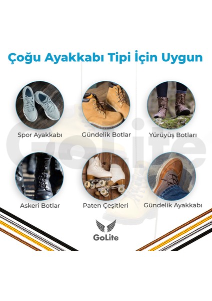 Bot Bağcığı, Renkli Bot Ayakkabı Bağcığı, Fitilli Bot Bağcık, Ayakkabı Aksesuarı Turuncu/Siyah - 120CM