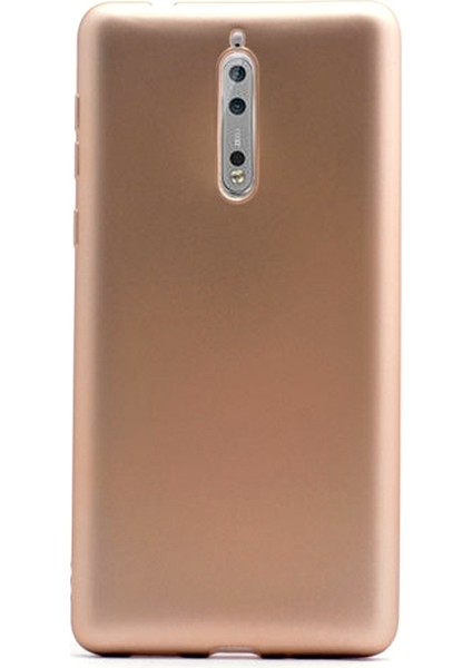 Nokia 8 Kılıf Premier Silikon Kılıf Mat Silikon Kılıf Gold