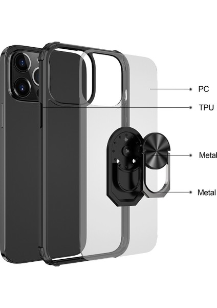 Apple iphone 13 Kılıf Silikon Kenarlı Yüzüklü Manyetik Mola Kapak