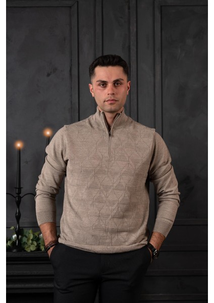 Regular Fit Yarım Balıkçı Yünlü Erkek Triko Kazak modelleri