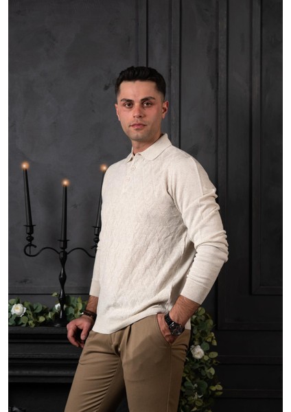 Regular Fit Polo Yaka Yünlü Erkek Triko Kazak modelleri