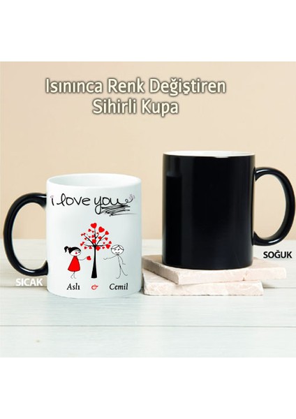 I Love You Kişiye Özel Sihirli Kupa Pı168