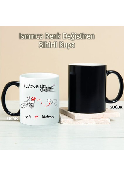 I Love You Kişiye Özel Sihirli Kupa Pı157