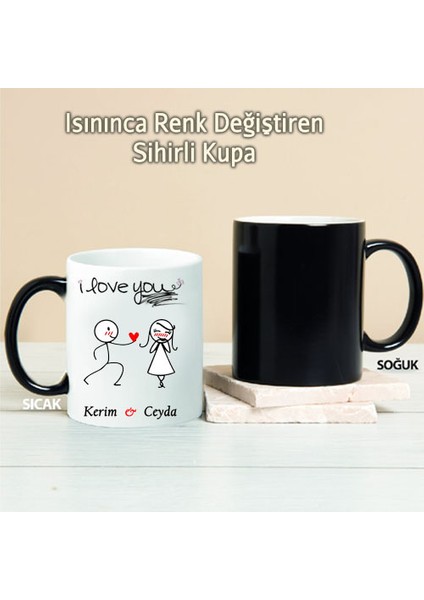 I Love You Kişiye Özel Sihirli Kupa Pı154