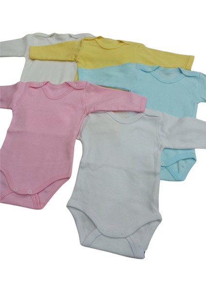 Uzun Kollu Çıtçıtlı Bebek Badisi Düz Renk Zıbın (5'li Paket) 0-48 Ay Arası fırsatları