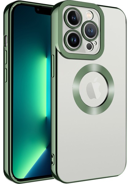 Apple Iphone 14 Pro Max Kılıf Renkli Kenarlı Parlak Logosu Açık Omega Silikon