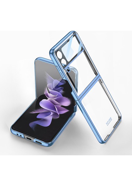 Samsung Galaxy Z Flip 4 Kılıf Renkli Kenarlı Kamera Korumalı Şeffaf Kıpta Kapak