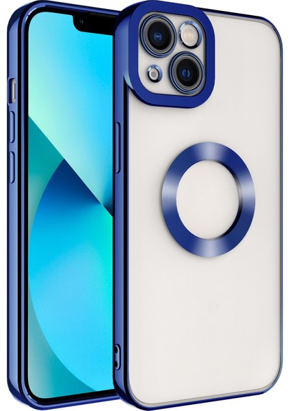 Apple Iphone 14 Kılıf Renkli Kenarlı Parlak Logosu Açık Omega Silikon